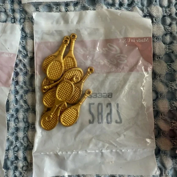 Solid Brass Tennis Racket Charms (Pkg of 12 charms) - Picture 2 of 3